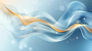 梦幻蓝金渐变流动线条背景