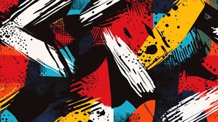 抽象多彩涂鸦风图案设计