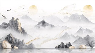 水墨山水间的诗意自然景观