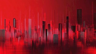 红色都市天际线背景图