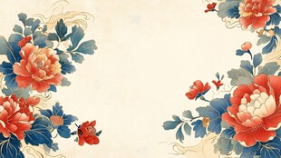 中式牡丹花卉古典背景图