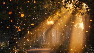 梦幻森林中的萤火虫之光