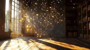 梦幻光粒洒落复古书房