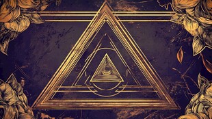 金色三角神秘花卉背景图