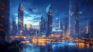 未来都市夜景科幻视觉盛宴
