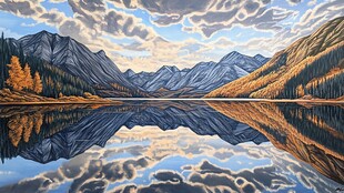 秋日山水湖景绝美倒影