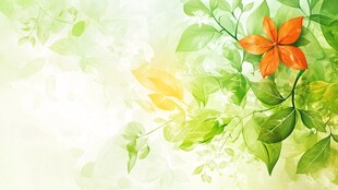 清新绿叶间的娇艳红花