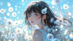 梦幻蒲公英中的唯美少女