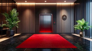 高端电梯厅 红地毯与绿植