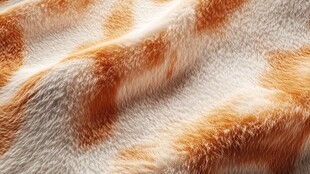 橙白相间毛绒织物纹理