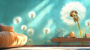 梦幻蒲公英墙饰室内美景