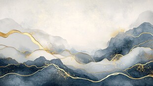 水墨金纹山水抽象背景图