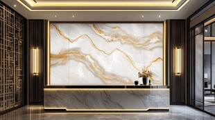 豪华大理石背景墙接待区