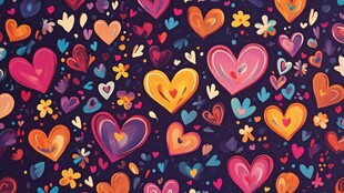 缤纷爱心图案 浪漫梦幻风