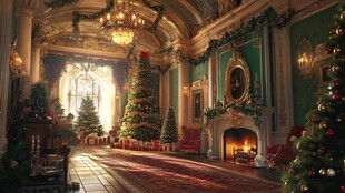 豪华圣诞大厅的梦幻景致