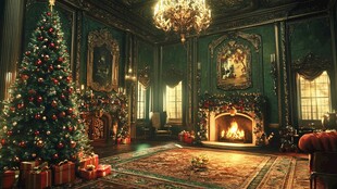 奢华圣诞客厅温馨氛围