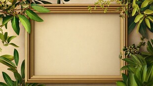 金色画框配环绕绿植景观
