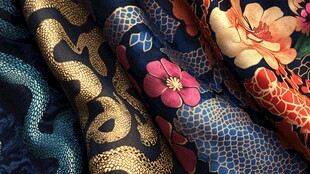 多彩精美中式花纹丝绸面料