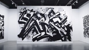 黑白涂鸦艺术展厅风采