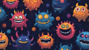 可爱多彩小怪兽图案背景