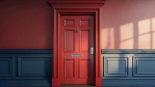 复古红门与墙的优雅景致