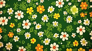 绿色底缤纷小花图案背景