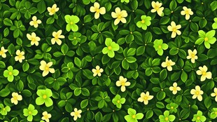 春日绿丛中的黄色小花