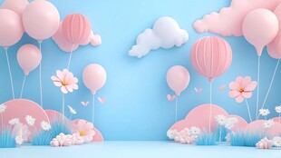 梦幻粉色气球花卉背景图