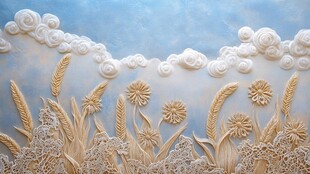 田园风立体花卉麦穗装饰画