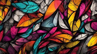 多彩抽象树叶艺术图案