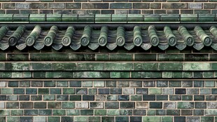 中式青瓦砖墙建筑局部