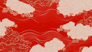 红底金纹云纹中式图案