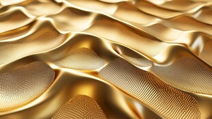 金色波浪纹理 3D 质感图案