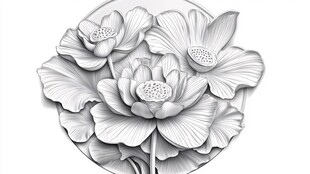立体浮雕荷花图案