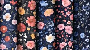 花卉图案布料展示