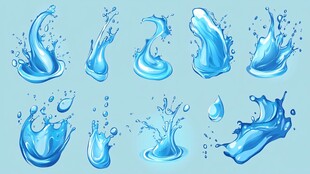 多样蓝色水花动态效果图