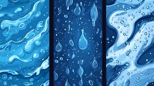 三联蓝色水滴水波背景图