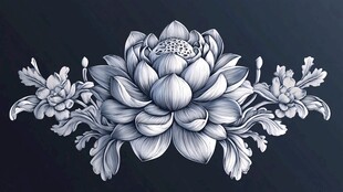 中式莲花花卉装饰图案