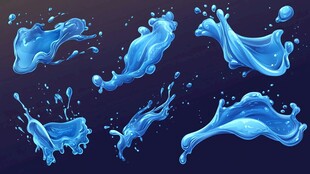 蓝色水花飞溅动态元素集