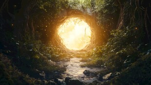 穿越幽径迎向光明洞口