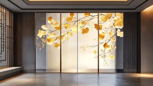 中式金叶屏风装饰空间