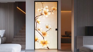 中式繁花入户门装饰画