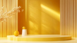 暖黄色调简约展示场景