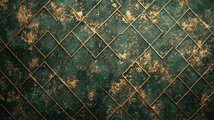 复古绿底金色菱格纹理背景