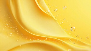黄色柔滑流体带水滴效果