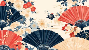 折扇花卉图 古风美学盛宴