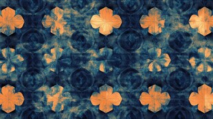 蓝底橙花几何图案纹理