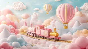 梦幻云端的粉色小火车