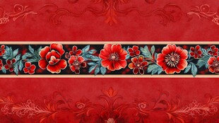 红色花卉纹理装饰图案