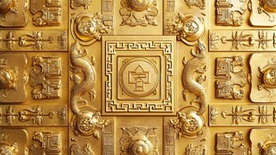 中式金色浮雕精美装饰图案